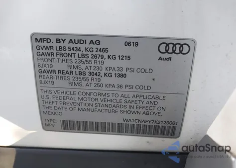 2019 Audi Q5 45 Premium from USA, damaged, VIN WA1CNAFY7K2129081